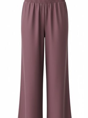 Relaxed Wide-Leg Elastic Waist Pants — Mauve Pink